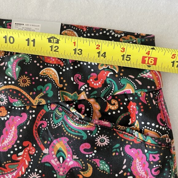 Croft & Barrow Women's Pull-on Paisley Multicolor Stretch Pants 12R Stretch NWT - Picture 5 of 14
